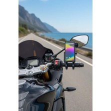 Canarino Evrensel Motosiklet Telefon Tutucu – Kaymaz, Kilitlenebilir Güvenli Tutuşlu, 360° Ayarlanabilir Gidon Bağlantılı Akıllı Telefon Aparatı