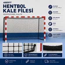 ASESTT Hentbol Kale Filesi 1 Çift 200X300X100 cm 2 mm Siyah Polyamid 15X15 cm Göz Aralıklı