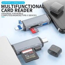 Canarino USB Otg Kart Okuyucu Type-C To USB Uçlu Pc Bilgisayar ve Notebook Uyumlu Mikro Sd Kart Okuyucu USB A To USB CADS-307 (3in1)