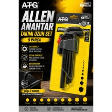 Ellante Atg Alyan Anahtar Takımı Uzun Set 9 Parça 1.5-10 mm Alyan Seti 52 Hrc Çelik Profesyonel El Aleti