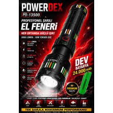Ellante Şarjlı El Feneri 5000 Lümen 24.000 Mah Lityum Pil Taşıma Çantalı Profesyonel Set PD-13500