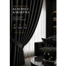 Siyah Işık Geçirmez Lüks Kornişli Blackout Karartma Saten Perde