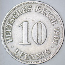 Banknoting Almanya 10 Pfennıg 1901 D. Iı. Wilhelm Dönemi.