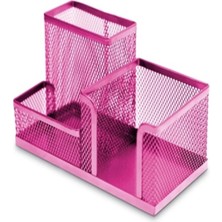 İnci Çelik Aksesuar Masa Seti 3 Gözlü Metal File Pembe