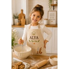 Atölye Müge Kişiye Özel Nakışlı Çocuk Mutfak Önlüğü | Mini Chef Isimli %100 Pamuk Kanvas Önlük