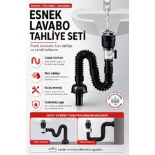 Glftech Esnek Lavabo Tahliye Seti – Koku ve Geri Akış Önlemeye Yardımcı Sifonlu Gider Hortumu