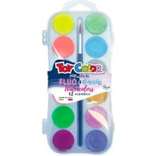 Toy Color Sedefli ve Floresan Suluboya 30 mm 6+6lu 0705.025