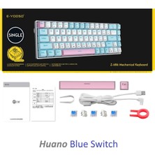 E-Yooso Beyaz Mini Mekanik Klavye Z-686 Huano Blue Switch Işıklı