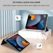 Canarino Apple iPad 10.2 Inç (2019/2020/2021) Modellerinin Tümüyle Uyumlu Uyku Modlu, Apple Pencil Kalemlikli, Trifold, Esnek, Mat, Darbeye Tam Dayanıklı Smart Tablet Kılıfı (Siyah)
