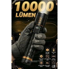 Ellante Süper Parlak Taktik El Feneri 10000 Lümen, 7200MAH Şarj Edilebilir Çift Işıklı LED Yüksek Kalite