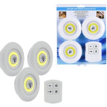 Go İthalat 3lü Uzaktan Kumandalı Yapışkanlı Kablosuz LED Spot Lambalar (5297)
