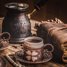 Canarino Dede Copper - Ist Serisi (Xlarge-16,9 Floz)-Kalın Katı Bakır Oymalı Türk Yunan Arap Kahve Demliği, Ahşap Saplı Ocak Üstü Kahve Makinesi Cezve, Jezve, Jazz Cazzve, Ibrik, Briki (Antik)