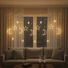 Go İthalat Ay ve Yıldız Figürlü Kumandalı 12 Sarkıtlı 120 LED Dekor Işık – Dekoratif Ortam ve Masaüstü Aydınlatması (5297)