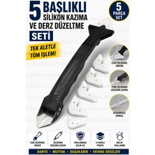 Ellante 5 Başlıklı Silikon Kazıma ve Derz Düzeltme Seti Paslanmaz Çelik Uçlu Silikon Sökme Aparatı Derz Çekme El Aleti