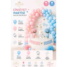 Deha Party Cinsiyet Partisi Balon Zinciri Süsleme Seti (30 Mavi Balon, 30 Pembe Balon, Balon Yapıştırma + Zincir)