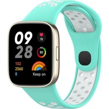 Royaleks Xiaomi Redmi Watch 3 Spor Delikli Kordon (Saat Değildir) - Turkuaz-Beyaz