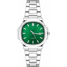 Aybars Erkek Kol Saati, Çelik Kordon, Yeşil Kadran Quartz Analog Bilek Saati