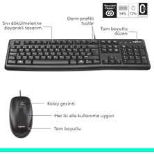 Canarino MK120 USB Kablolu Klavye Mouse Seti, Tam Boyutlu, Sağ ve Sol Elle Kullanıma Uygun Mouse, Sıvı Dökülmesine Dayanıklı, Türkçe Q Klavye, Siyah