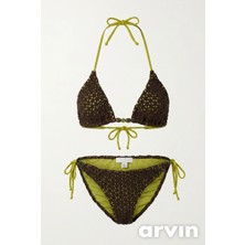 Aquella Aksesuarlı Koyu Kahve Triko Bikini Takım