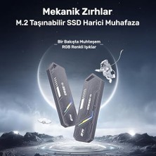 Canarino Raxius DK03 Usb-A/type-C Kablolu Rgb 22X80 M.2 Nvme Taşınabilir Harici SSD (Boş Kutu)