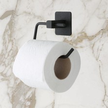 Go İthalat Kendiliğinden Yapışkanlı Siyah Paslanmaz Metal Kapaksız Tuvalet Kağıtlığı Aparatı (5297)