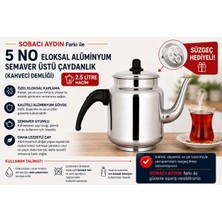 Sobacı Aydın 5 Numara Alüminyum Semaver Üstü Çaydanlık - Kahveci Demliği 1 Adet 2,5 Lt