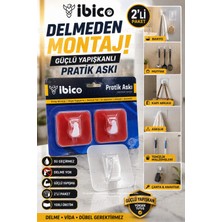 Ellante Pratik Askı 2'li Yapıştırmalı Duvar Askısı Şeffaf Askılık Delmeden Montaj Güçlü Yapışkan Su Geçirmez Banyo Mutfak Askısı