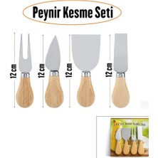Go İthalat Cheese Knife Set 4pcs Peynir Bıçak Seti Ahşap Bambu Saplı (5297)