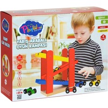 Akıllı Bayi ONY-382 Playwood Ahşap Yarış Arabalı Oyun Rampası-Onyıl