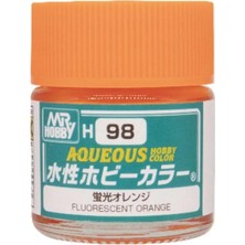 Mr. Hobby Mr.hobby H-098, 10 Ml. Fluorescent Orange Aqueous Serisi Maket Boyası