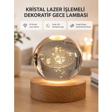 Zenviaa USB Bağlantılı Işıklı Kristal Küre Modern Ahşap Tabanlı Dekor ZNV20245