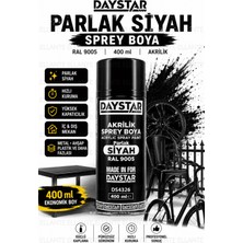 Ellante Parlak Siyah Akrilik Sprey Boya Ral 9005 400 ml Hızlı Kuruyan Yüksek Kapatıcılı Metal Ahşap Plastik Iç ve Dış Mekan Çok Amaçlı Sprey Boya
