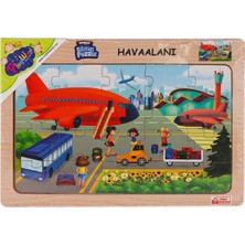 Onyıl Oyuncak ONY-233-234-235-236 Ahşap Eğitici Puzzle Havaalanı - 1 Adet Stokta Olan Gönderilir