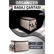 Freshstart Renault R25 Deri Oto Araç Bagaj Toplayıcı Organizer Bagaj Çantası Gri Fs