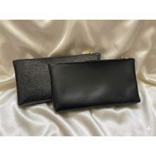 Veloria Bag & Scarf Veloria Siyah 2 'li Kadın Portföy El & Makyaj Çantası - Şık Gece Çantası - Clutch