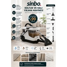 Sinbo Koltuk ve Halı Yıkama Makinesi 1000 W Güçlü Motor, 3,5 L Temiz Su ve 2 L Kirli Su Tankı, Yüksek Emiş Gücü, Çok Yönlü Başlıklar ve Araç Içi Kullanıma Uygun Derinlemesine Temizlik, Pratik ve Güçlü