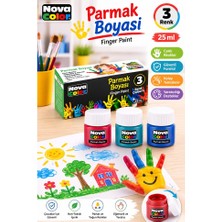 Artlantis Parmak Boya 3 Renk 1 Adet Nova Color 25 ml 3 Lü Parmak Boyası Resim Dersi Su Bazlı Resim Okul Öncesi Kreş Anasınıfı