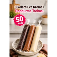 Colorpak Çikolatalı ve Kremalı Dondurma Torbası 50 Adet Dondurucuya Uygun Sızdırmaz 5,5X33CM Ev Yapımı Dondurma Poşeti