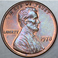 Banknoting Amerika 1 Cent 1978 Lıncoln 19 mm Çilaltı.