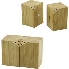 Hace Bazaar 5X5CM--Y:7CM   2pcs   Mıknatıslı Ikiz   Ahşap Bambu  Baharatlık - Tuzluk (4887)