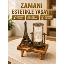 Hace Bazaar Ahşap Gövdeli Dekoratif Kum Saati – Masa Üstü El Sanatı Aksesuarı -Hcb