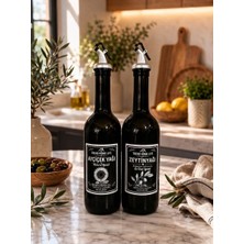 Trend Home Life Yağdanlık Seti 2 Li Gümüş Başlıklı Cam 750 ml Şişe Ayçiçekyağı Zeytinyağı Şişesi Stand Yoktur