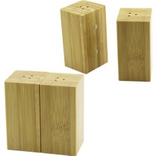 Hace Bazaar 4.5X5CM--Y:9CM   2pcs   Mıknatıslı Ikiz   Ahşap Bambu  Baharatlık - Tuzluk (4887)