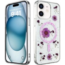 Berselya Underwear & Accessories Newface Apple iPhone 12 Kılıf Daisy Simli Magsafe Kapak - Mor