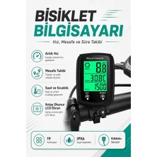 Glftech LCD Ekranlı Bisiklet Kilometre Sayacı 19 Fonksiyonlu Kablolu Hız Mesafe Saat ve Sıcaklık Göstergesi
