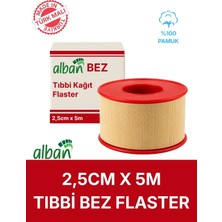 Alban Tıbbi Bez Flaster 2,5 cm x 5 M Pamuklu Medikal Sabitleme Bandı Tekli Rulo