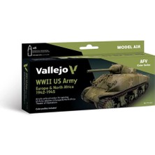 Vallejo 71625, 8X18 Ml. 1942-1945 Wwıı Abd Ordusu Renkleri Avrupa ve Kuzey Afrika Model Air Boya Seti