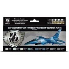 Vallejo 71618, 8X18 Ml. Iı. Dünya Savaşı Sonrası Günümüze Kadar Aggressor Filosu Usaf Bölüm 3 Model Air Boya Seti
