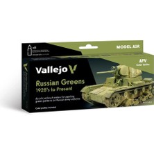 Vallejo 71613, 8X18 Ml. 1928’DEN Günümüze Rus Yeşilleri Model Air Boya Seti