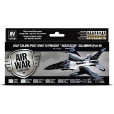 Vallejo 71617, 8X18 Ml. Iı. Dünya Savaşı Sonrası Günümüze Kadar Aggressor Filosu Usaf Bölüm 2 Model Air Boya Seti